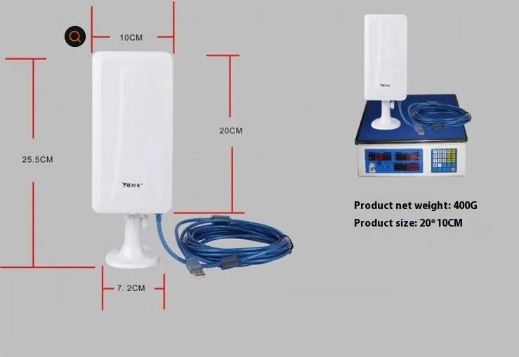 White USB wireless network adapter with high power transmission for 2.4GHz Wi-Fi connectivity