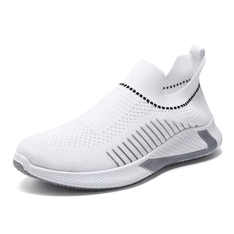 Men's mesh sock shoes with striped design in slip-on sneaker style