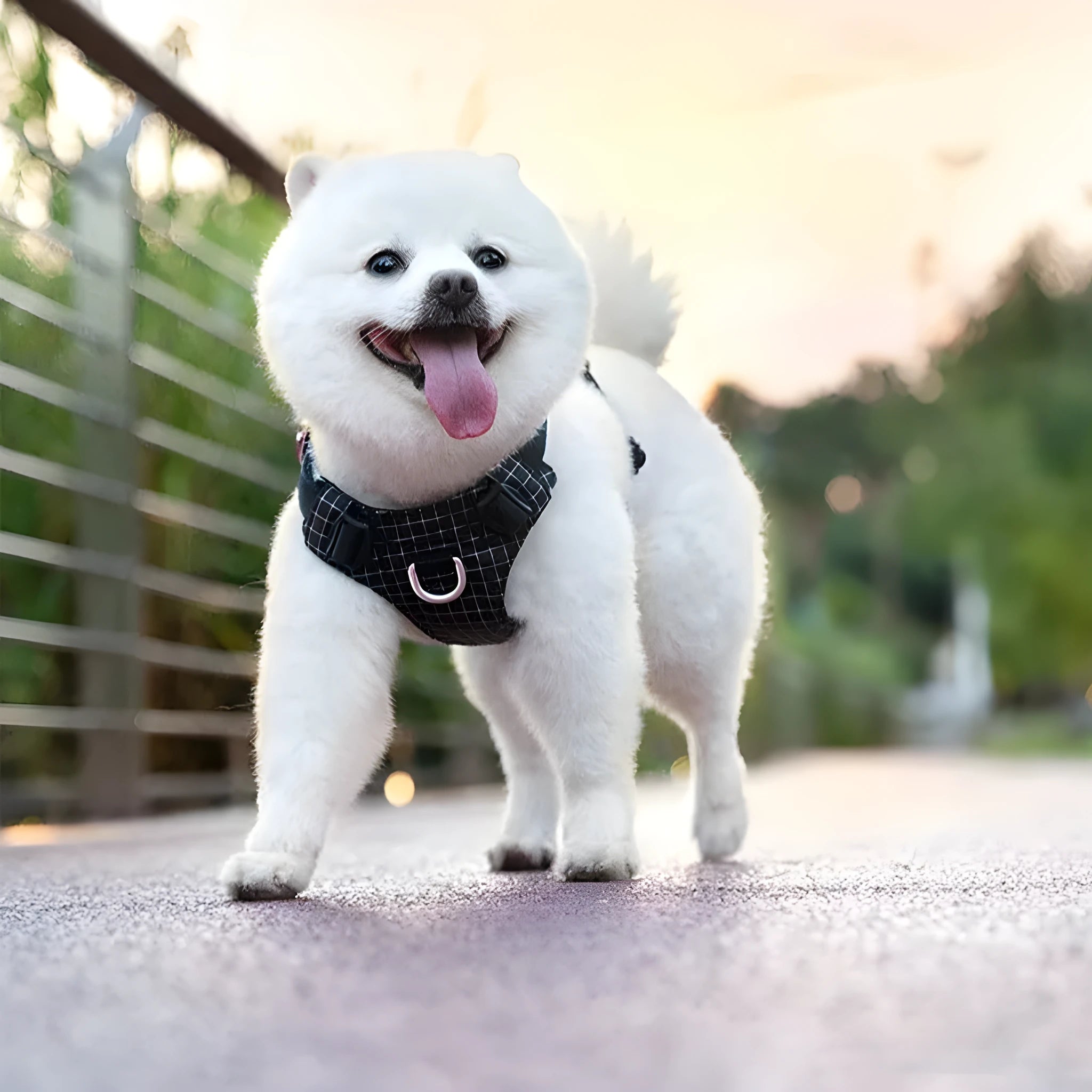 Nylon dog harness with integrated LED safety lights in multiple colour options