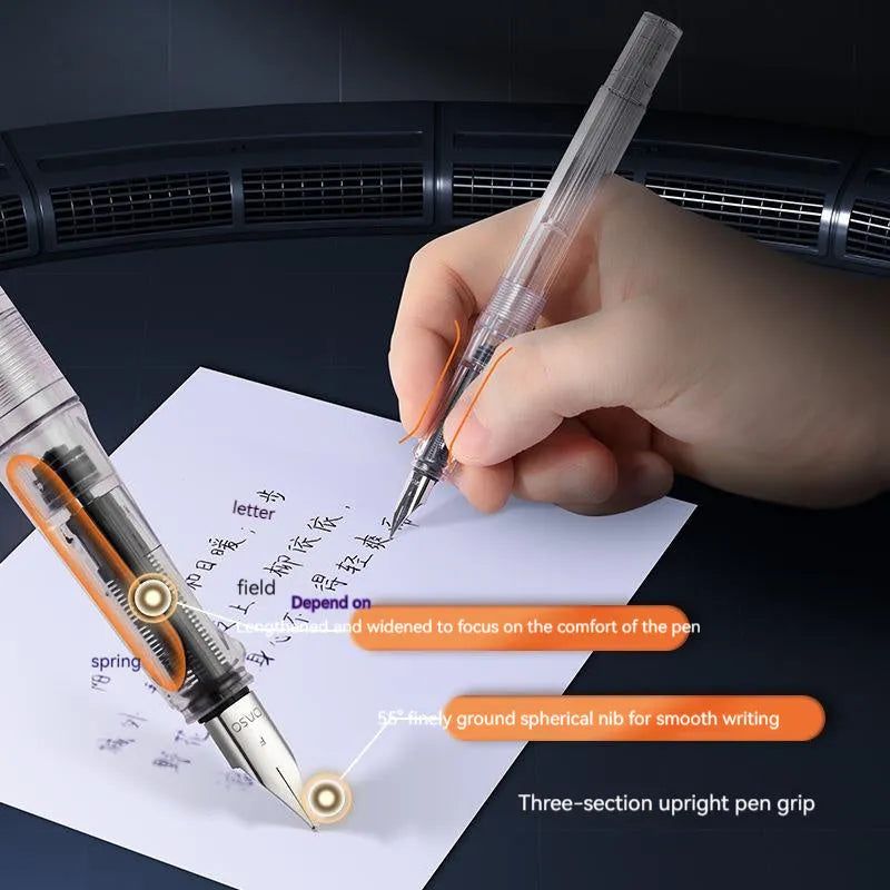 Automatic suction pen set with 0.38mm and 0.5mm pen heads, ink feeder with 40ml ink, plastic shell construction