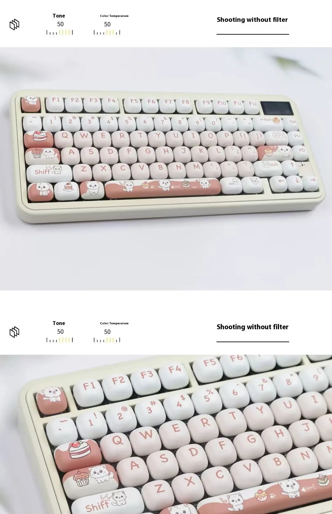 Dessert cat cartoon sublimation printed mechanical keyboard key cap with round MOG profile
