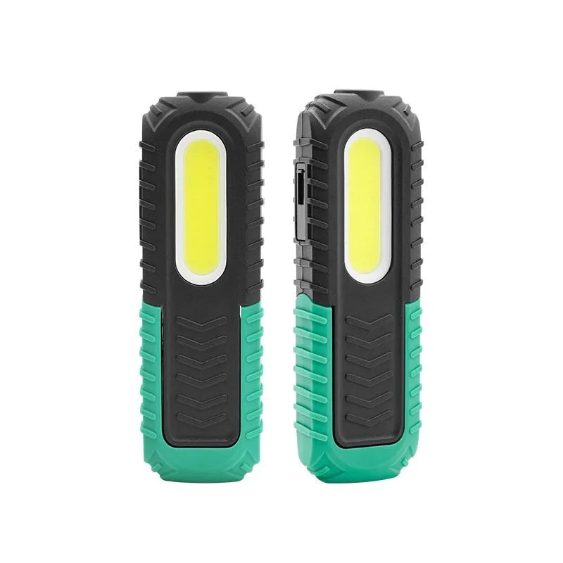 Black and green USB-charged auto repair work light with 6500K colour temperature for vehicle inspection