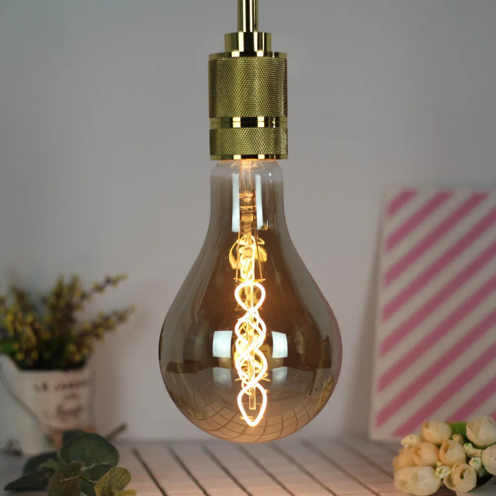 Double helix gold LED soft light strip with filament design measuring 110mm x 200mm