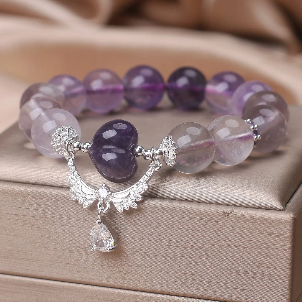 Natural amethyst agate bracelet for women purple fluorite colour ethnic style handmade