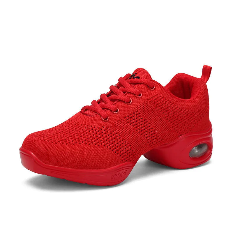 Women's breathable fly woven mesh dancing shoes with soft PU soles in multiple colour options
