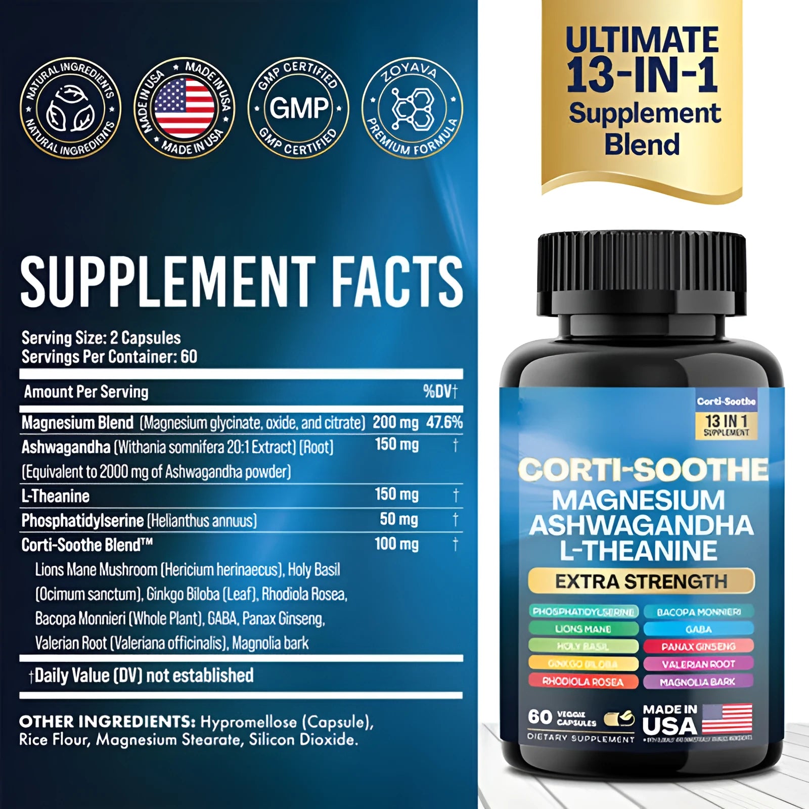 Bottle of 60 magnesium capsules with South African Drunken Eggplant extract