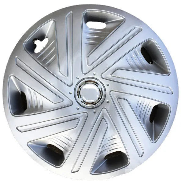 Universal ABS plastic wheel hub cover in monochrome silver, black, or electroplating finish for 13-16 inch car wheels.