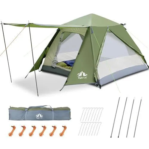 Dark green automatic pop-up dome camping tent for 2 people