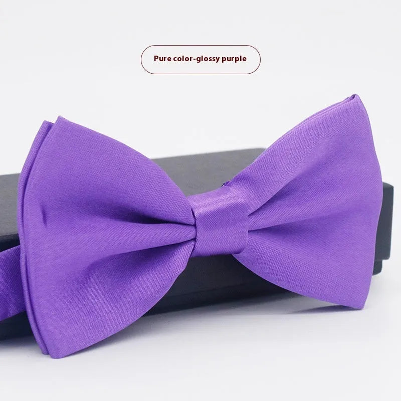 Solid colour formal bow tie with flat head design in polyester fabric