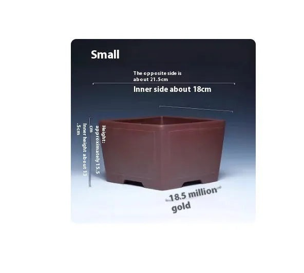 Purple clay square succulent bonsai pot with classical design for plant display