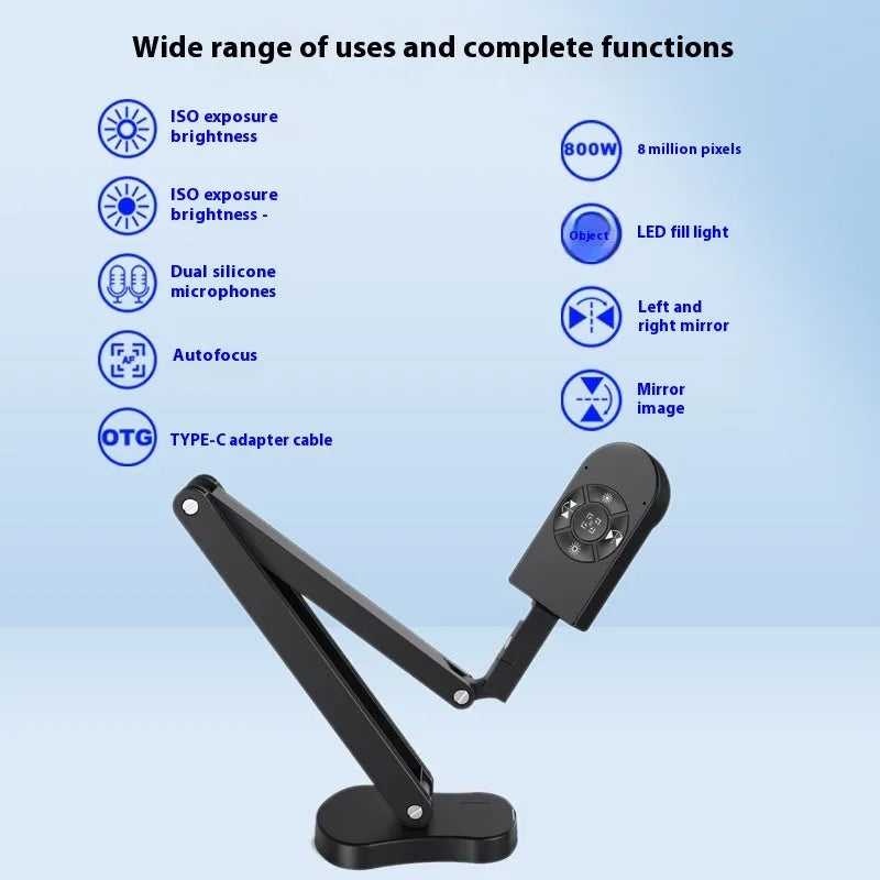 8MP USB webcam with built-in microphone for computer video calls and streaming