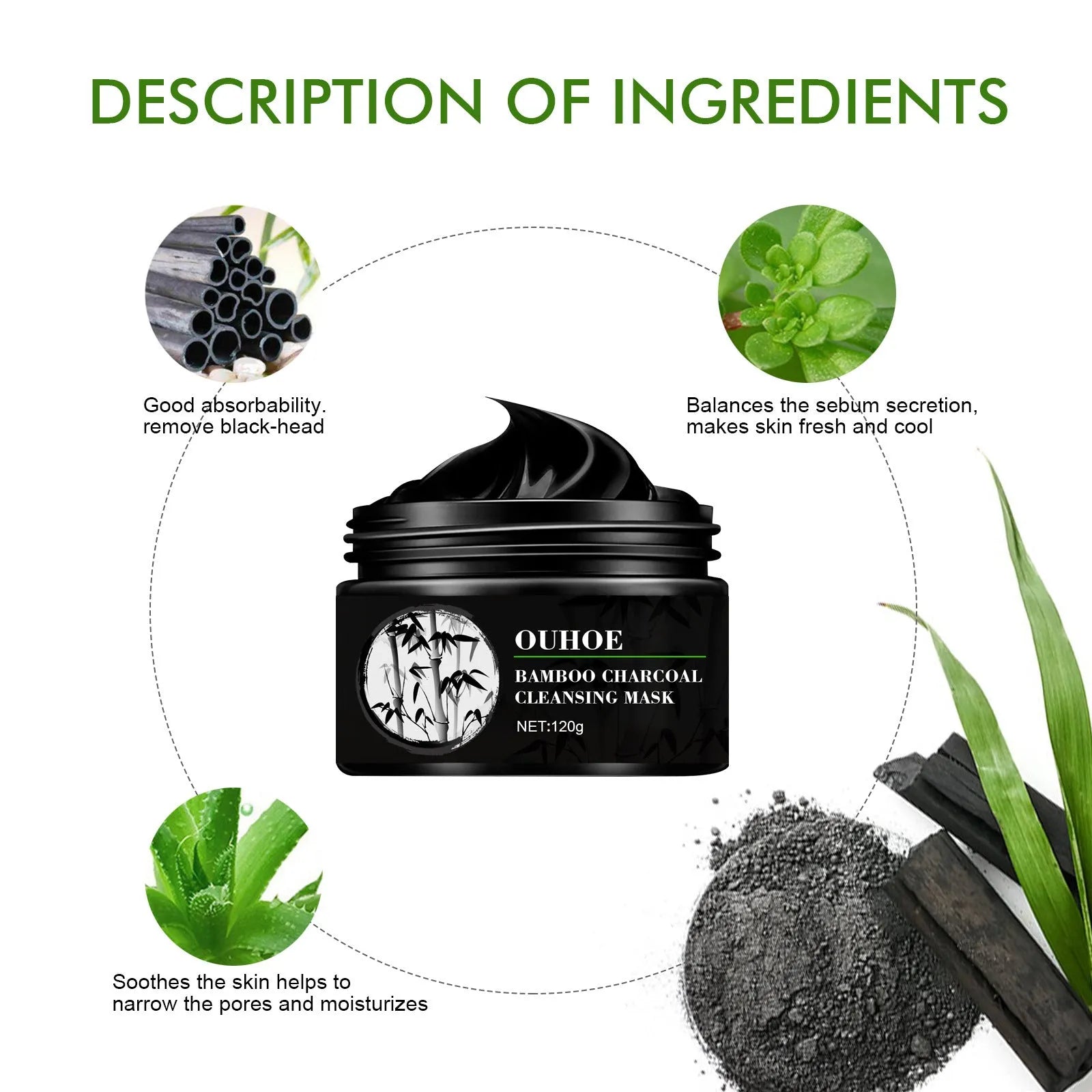 Cleansing and shrinking pores blackheads peeling mask in 60ml pot with compact packaging