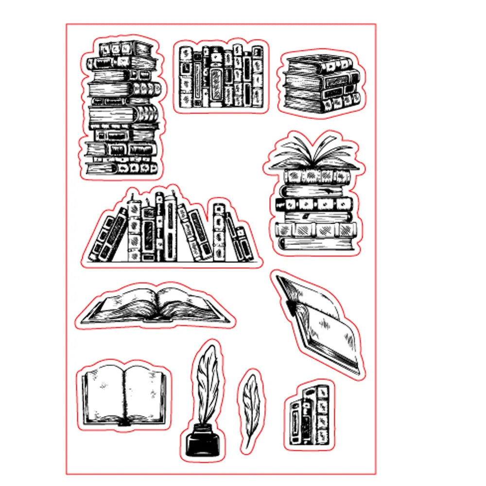 Transparent silicone stamp measuring 11 by 16 cm with self-adhesive backing and pattern design