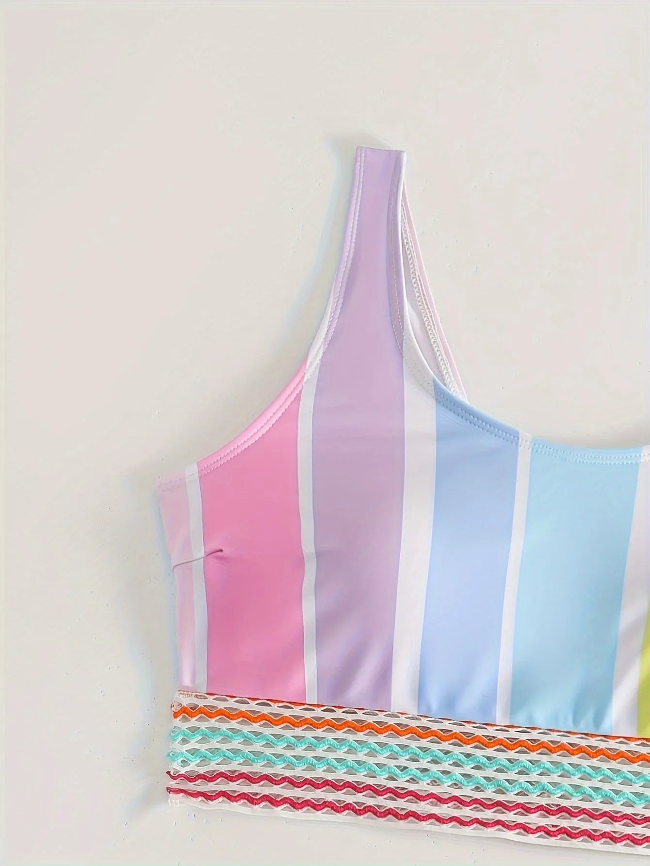 Women's striped bikini swimwear set for swimming sports with briefs style