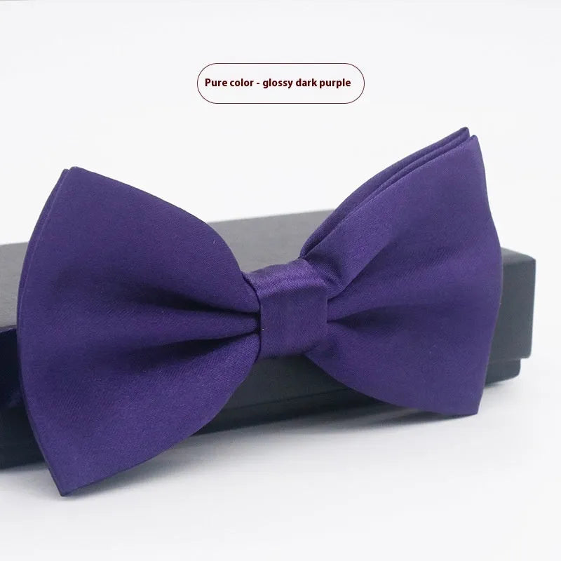 Solid colour formal bow tie with flat head design in polyester fabric
