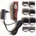 Cordless charging hair clipper with stainless steel blade and EU UK US plug adaptors