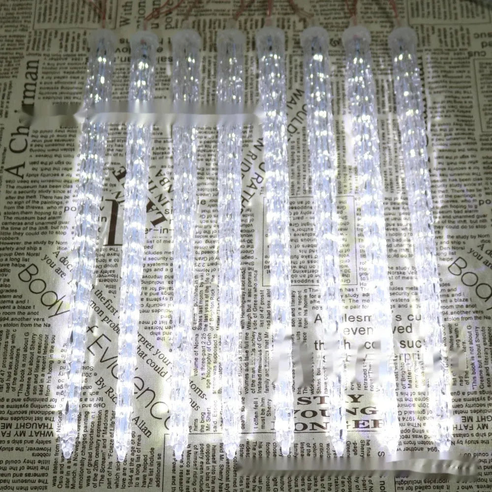 LED ice cone meteor shower ornamental festoon lamp with 30CM cones and solar panels