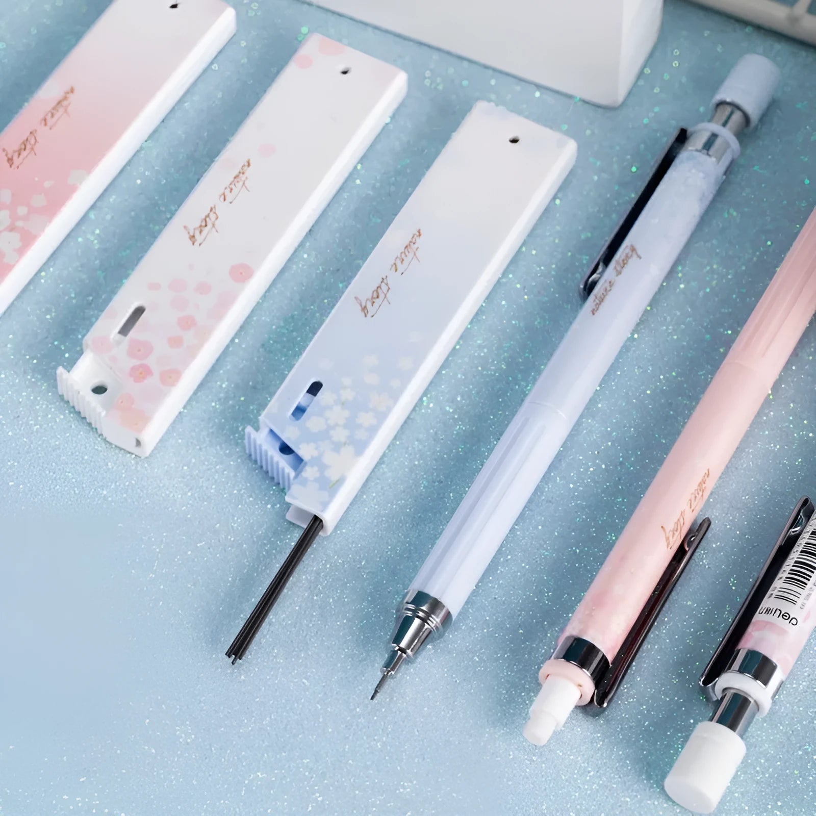 0.5mm automatic pencil set with three mechanical pencils and HB refill boxes