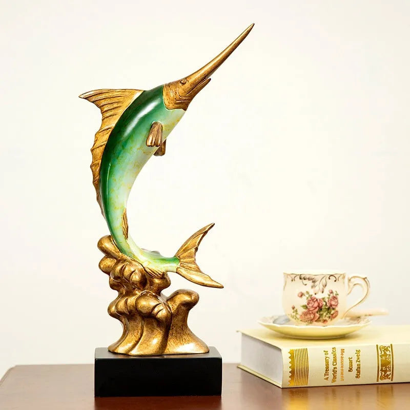 European style plastic resin swordfish decoration ornament in a choice of four colours.