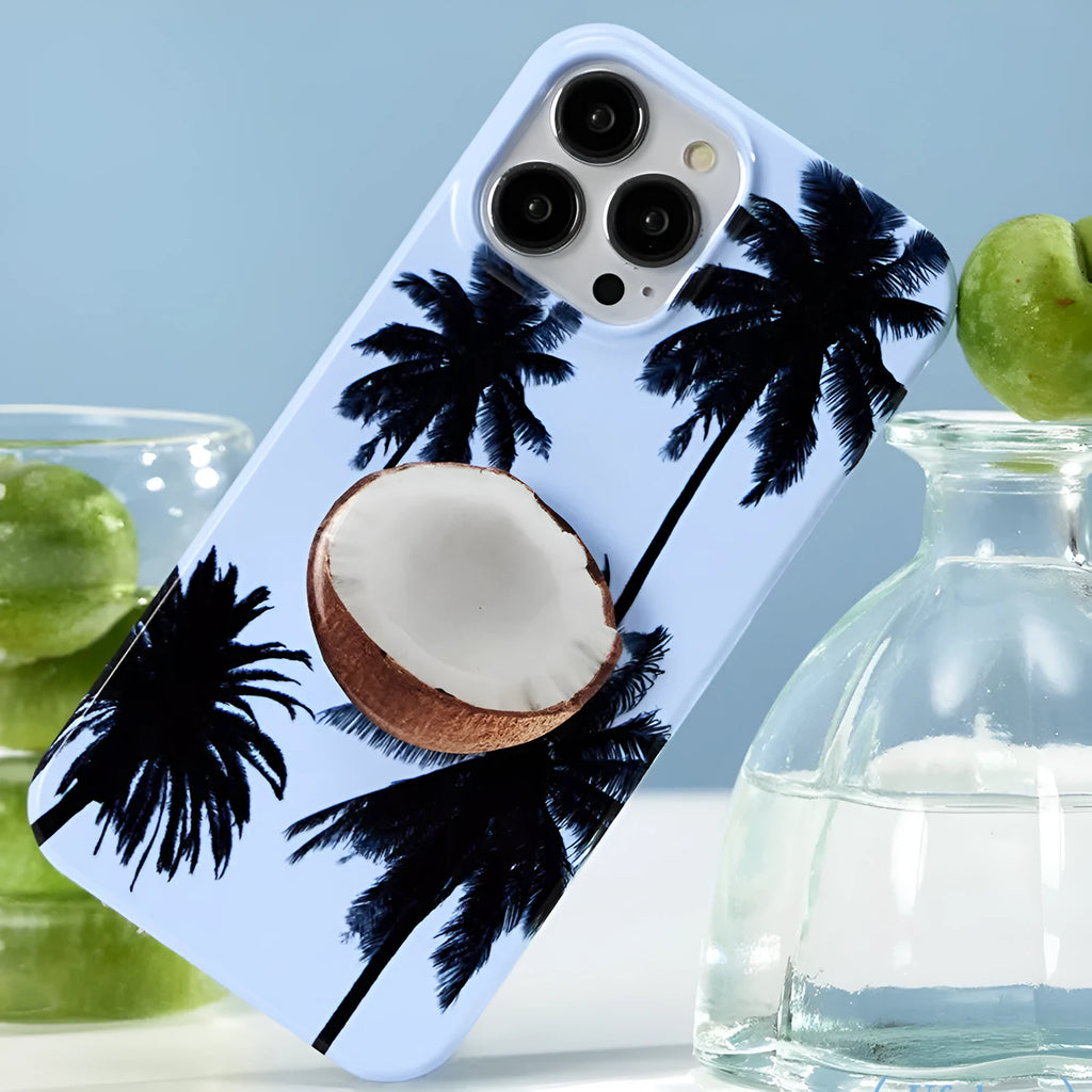 Summer Coconut design TPU iPhone case with bracket combination option for iPhone 14 13 12 11 X models