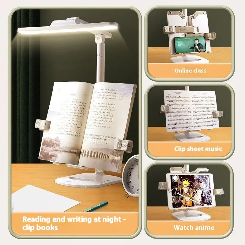 Adjustable reading bookshelf table lamp with dual power supply and three colour temperature settings