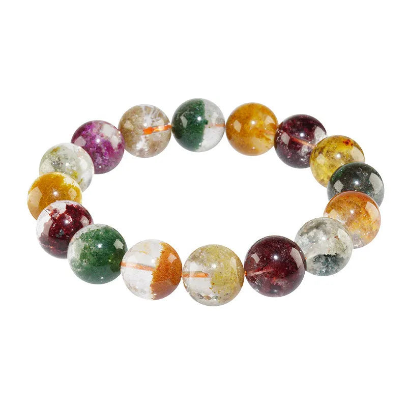 Colourful ghost cornucopia pattern crystal bracelet with 10mm beads in ethnic retro style.