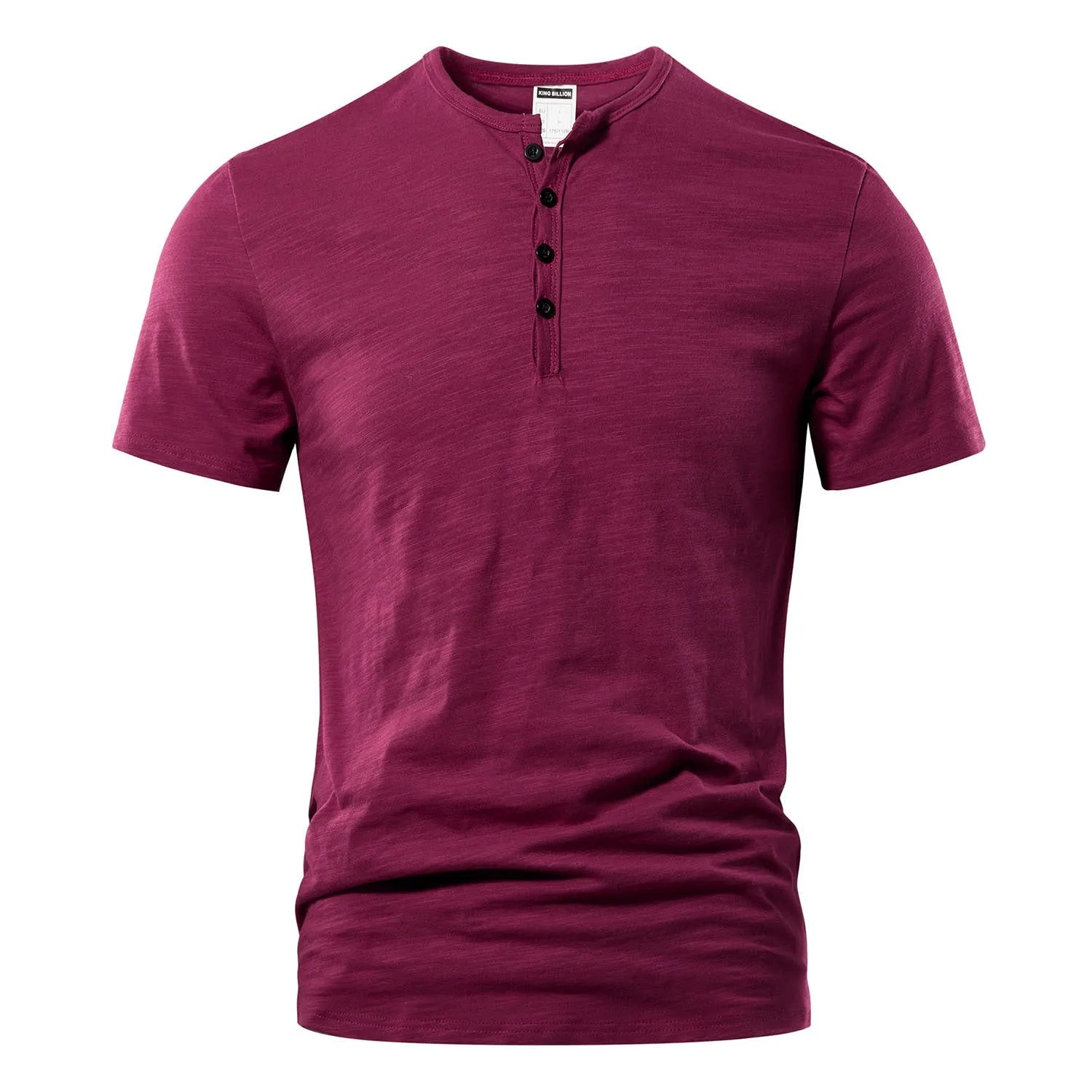 Men's solid colour slub cotton short sleeve T-shirt in British style casual design.
