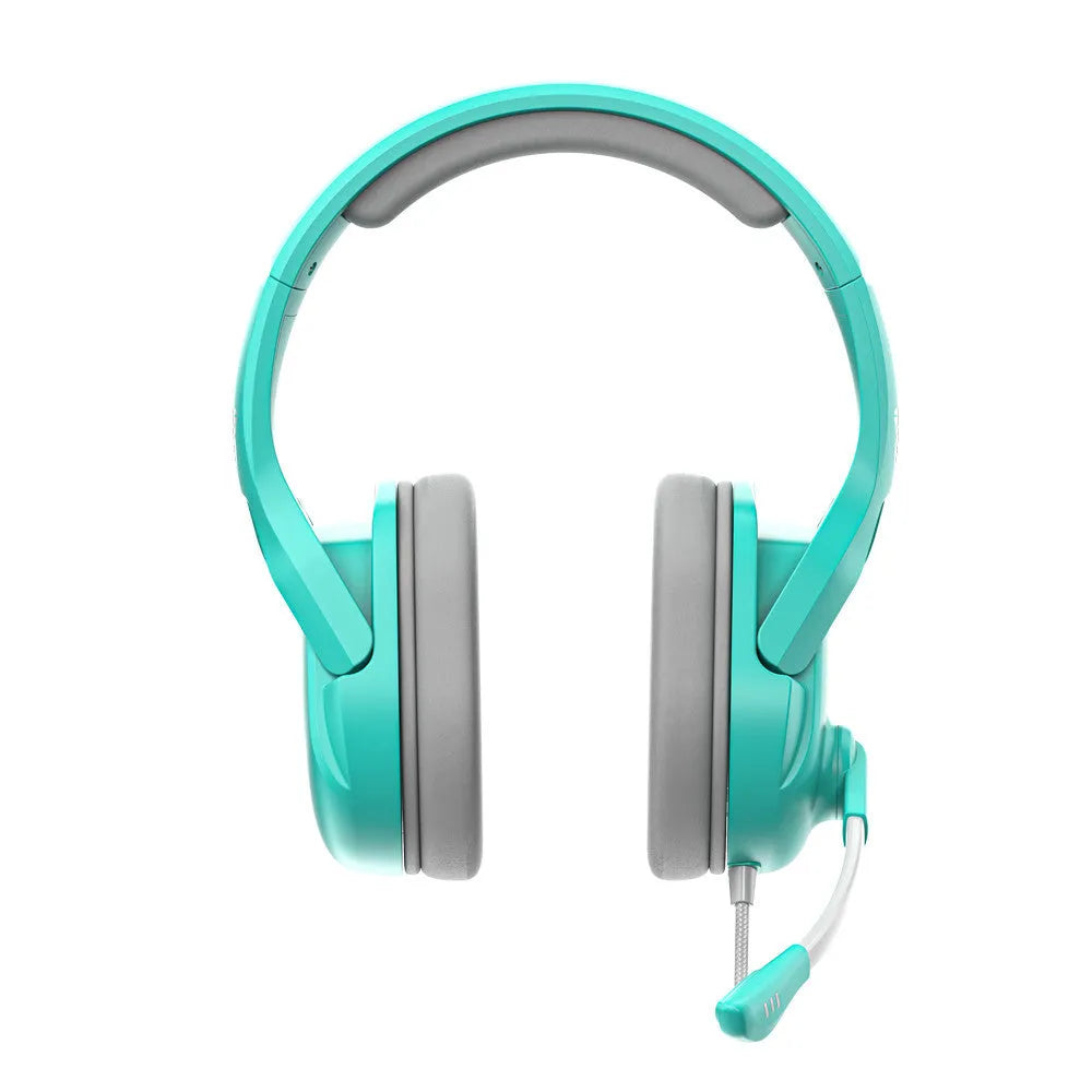 MH86 black and white gaming headset with 50mm drivers and flexible microphone