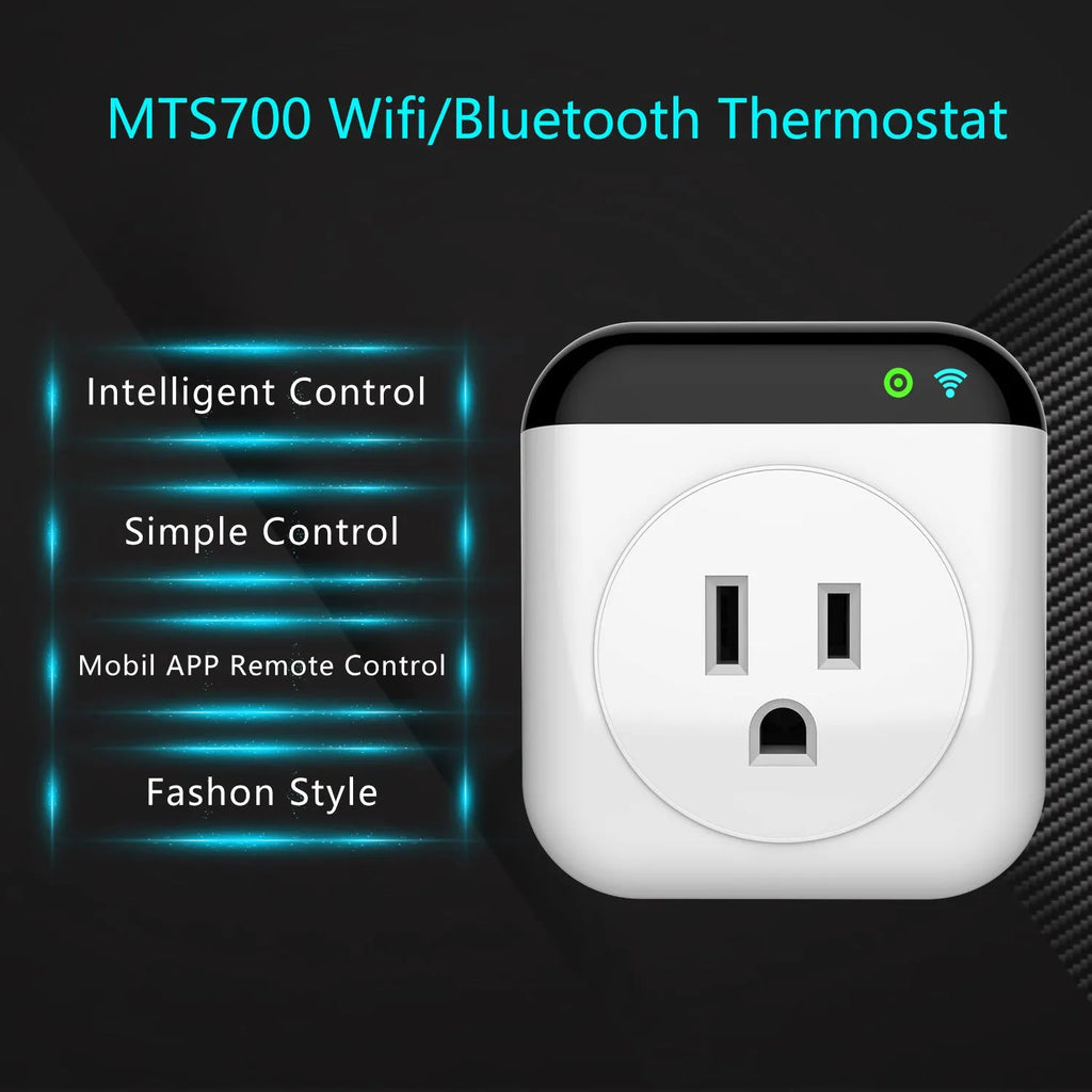 White Tuya wifi smart temperature control switch socket with US plug and detached temperature sensor probe