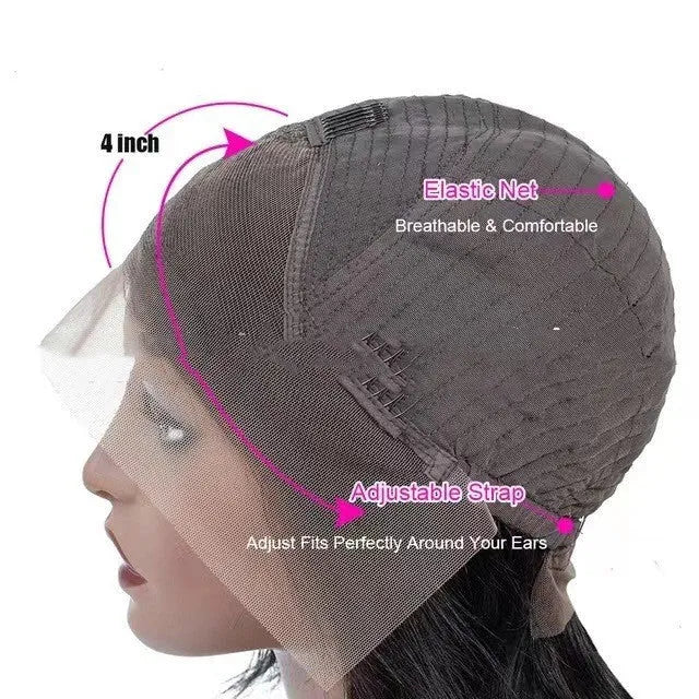 Real human hair lace front wig with 4x4 lace panel shown in a star fashion style