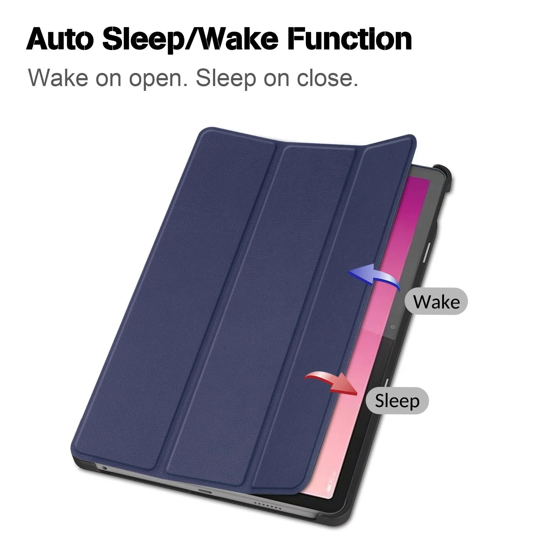 LenovoTab P12 12.7-inch protective case in a three-fold stand position, showing a magnetic closure and a printed design.