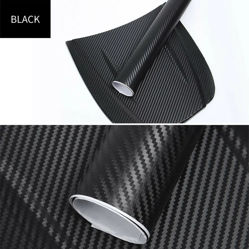 Carbon fibre car sticker roll showing textured pattern in multiple colour options
