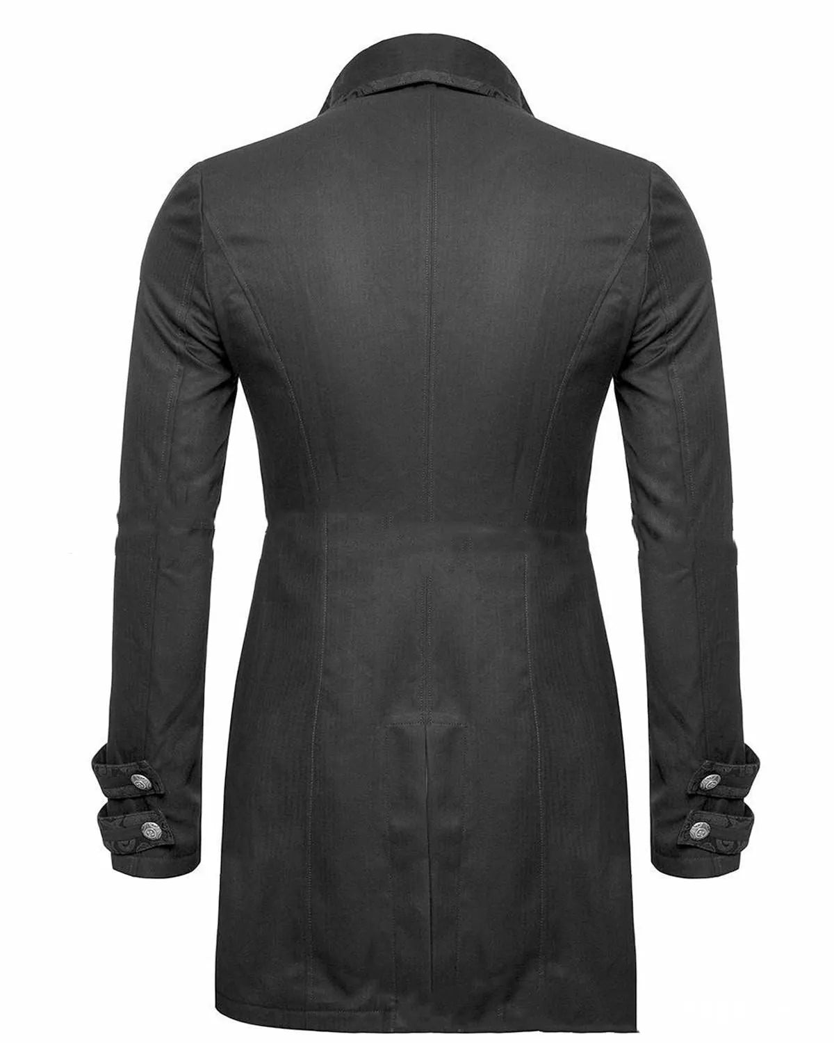 Black Victorian morning gown cosplay jacket with chemical fibre blend construction