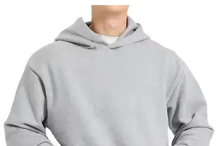 Men's fleece-lined cotton hoodie with wool lining in solid colour