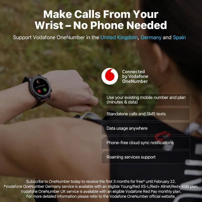 Black Ticwatch Pro X smart watch on wrist showing 47mm case and dual-layer display