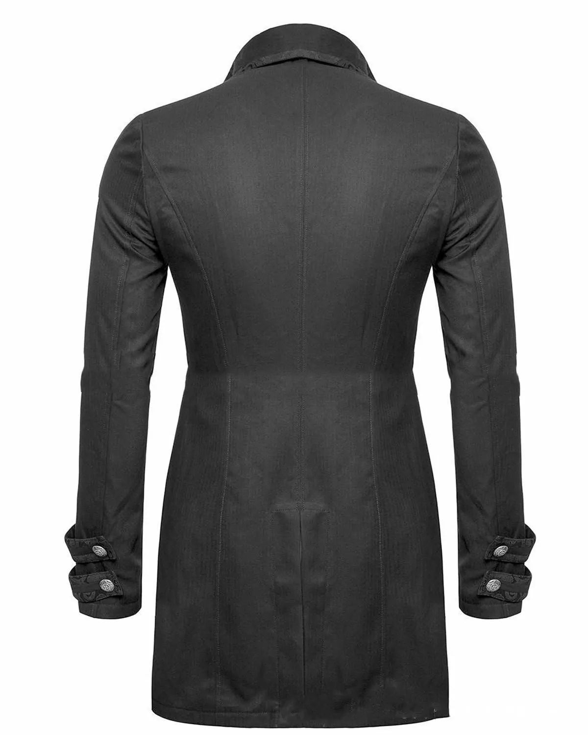 Black Victorian morning gown cosplay jacket with chemical fibre blend construction