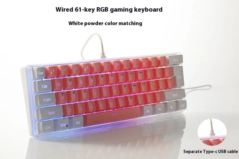 Simple Home K401-black RGB luminous compact wired keyboard on a desk