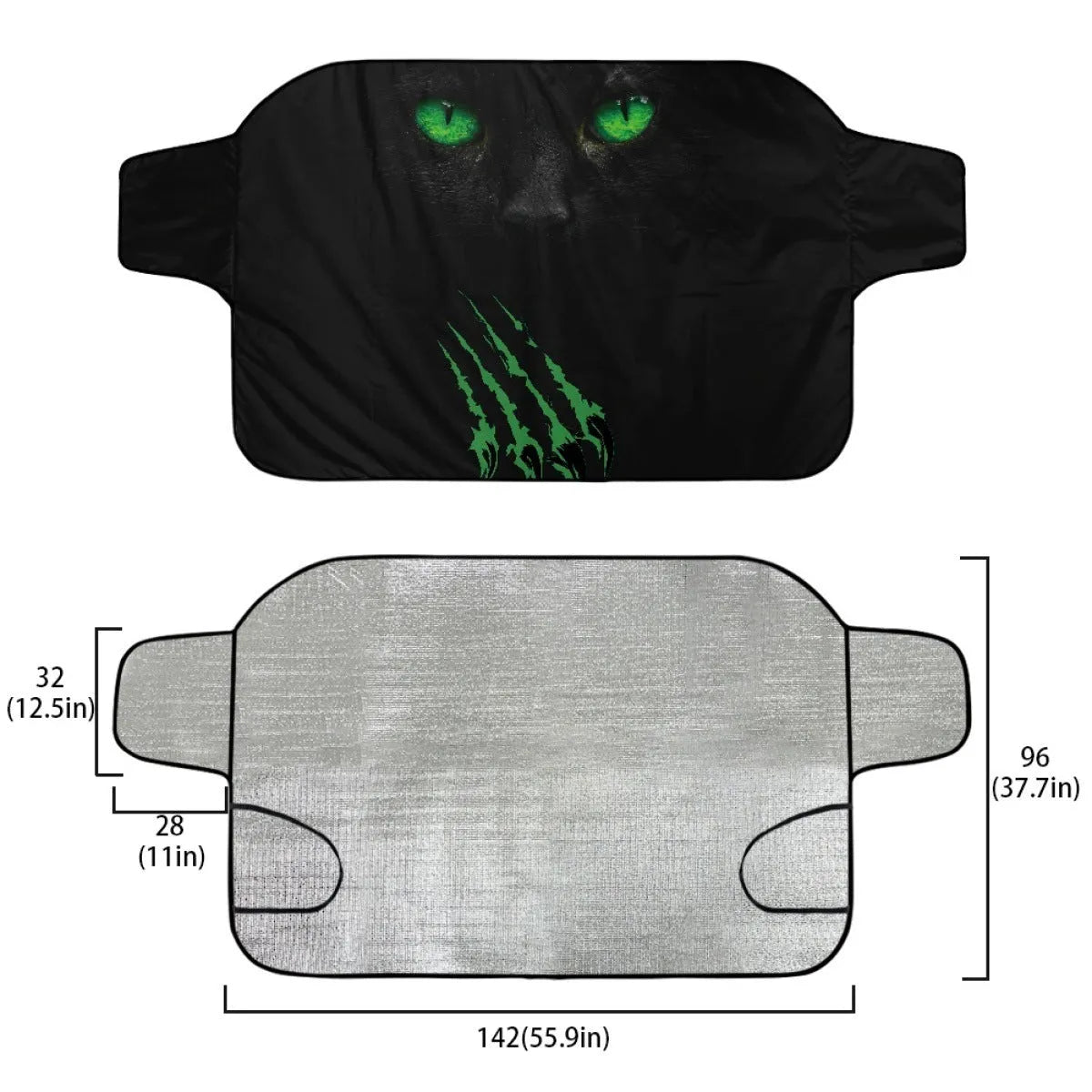 Universal car snow protection front gear cover with aluminium foil fabric and lanyard ties