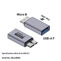 Micro B adapter showing Type C and USB connector options for charging and data transfer with older devices