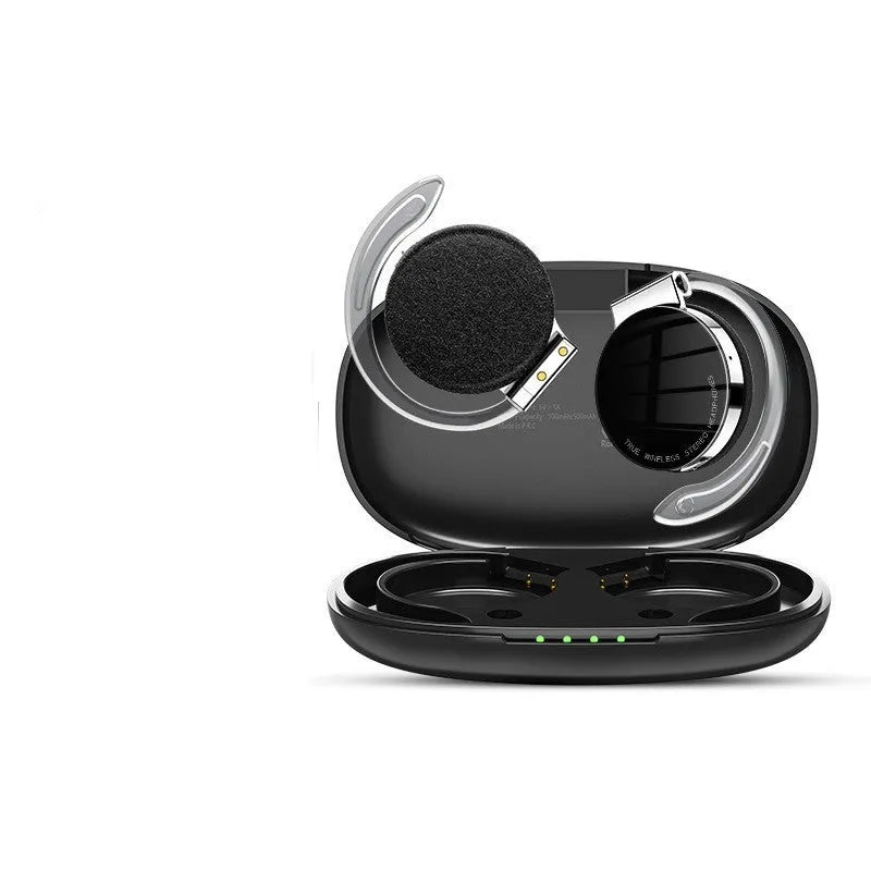 Black and white sports wireless Bluetooth earphones with bilateral stereo ear plug design.