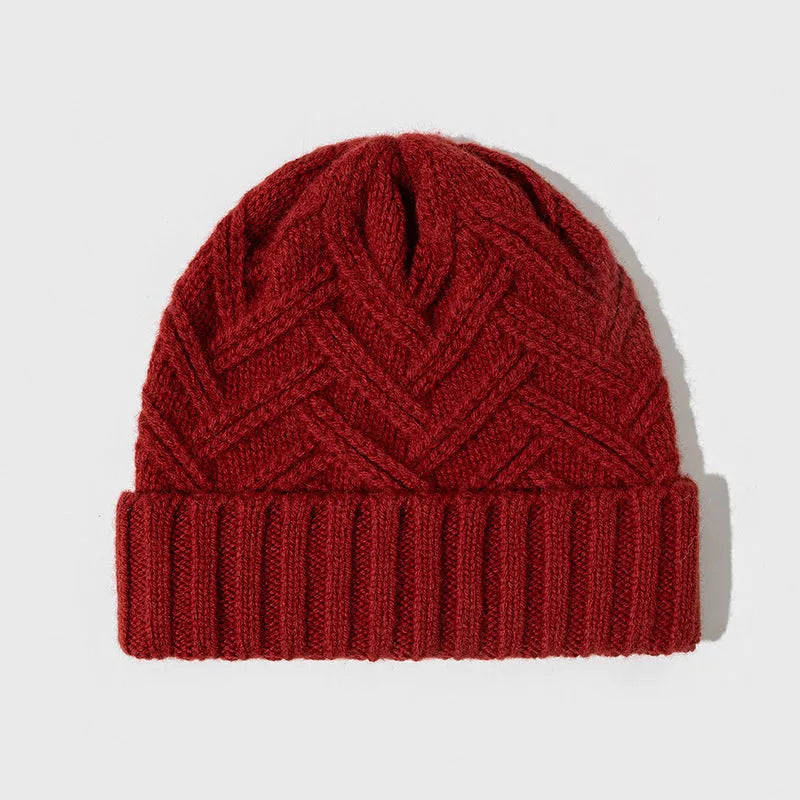 Wool women's knitted winter hat with dome crown in six colour options