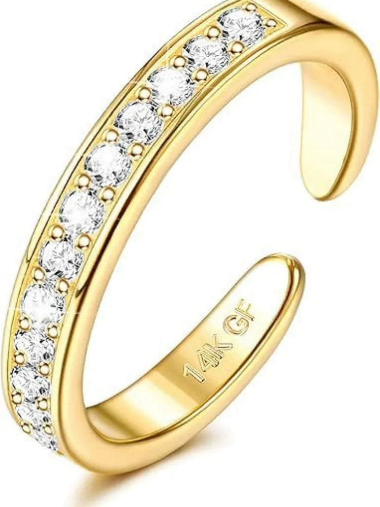14K gold plated geometric toe ring with 0.5 thickness plating in rhinestone design
