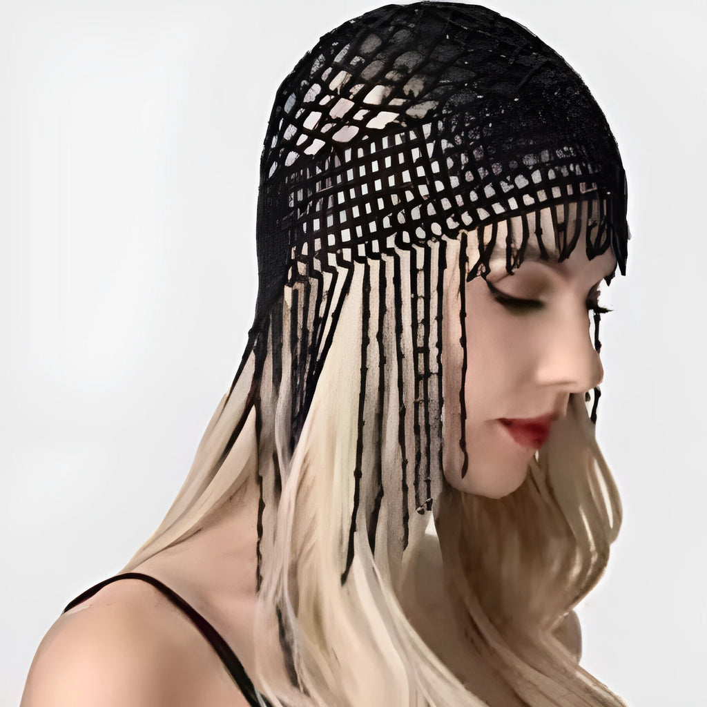 Handmade beaded belly dance hair ornament with alloy construction and tassel decoration