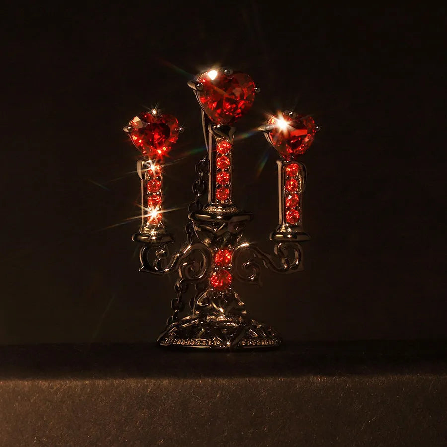 Zinc alloy clavicle necklace with hollow candlestick pendant and gothic cross chain in retro finish