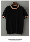 Men's short sleeve pure wool sweater in round neck pullover style shown in grey