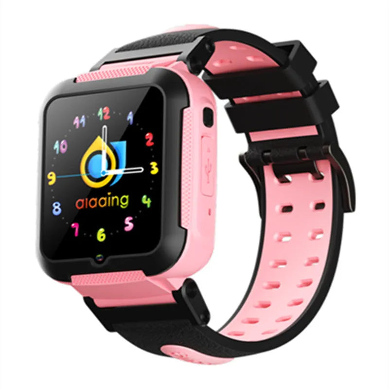 E7 children's smart watch with 4G full netcom on wrist showing 1.54-inch IPS screen and video call function