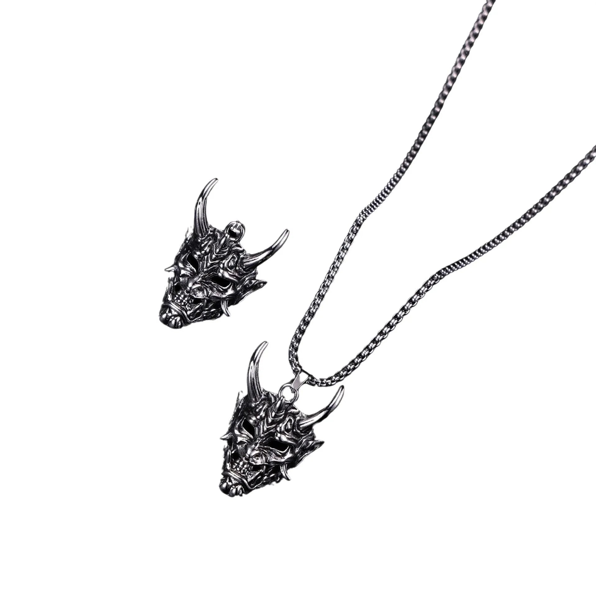 Men's silver electroplated vintage necklace with 40mm x 27mm zinc alloy pendant