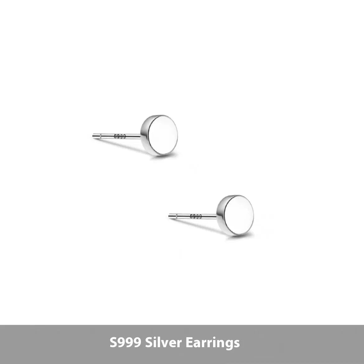 S999 sterling silver flat ear bone studs in silver and black colours, 3mm to 8mm sizes