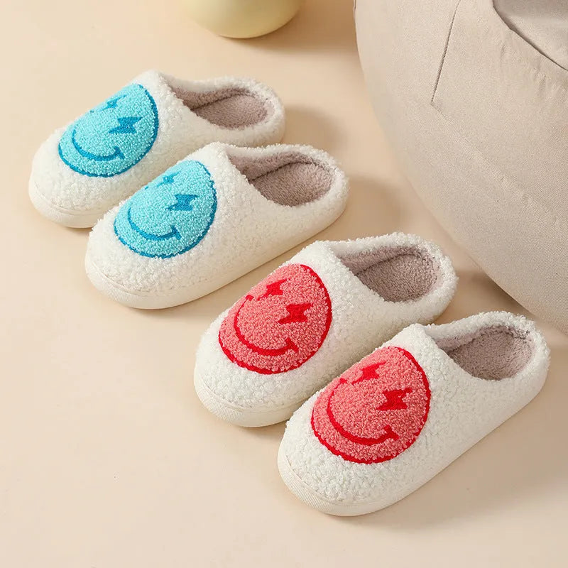 Women's cartoon love style plush slippers with round toe and PVC sole in Big Love pattern