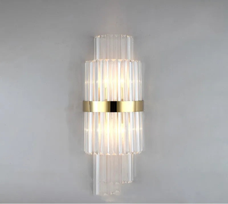 Modern crystal wall lamp in light luxury style with metal finish options